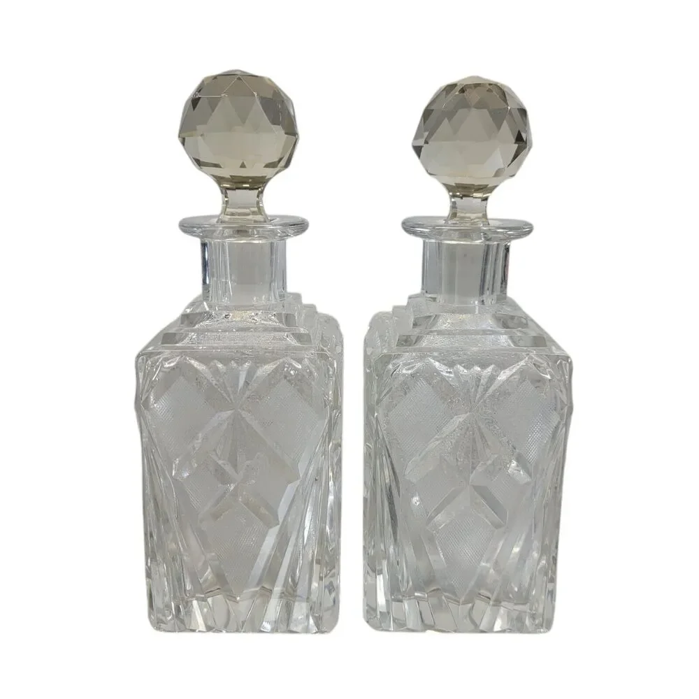 Vintage Leaded Crystal Decanters With Golf‎ Ball Stopper 6.5
